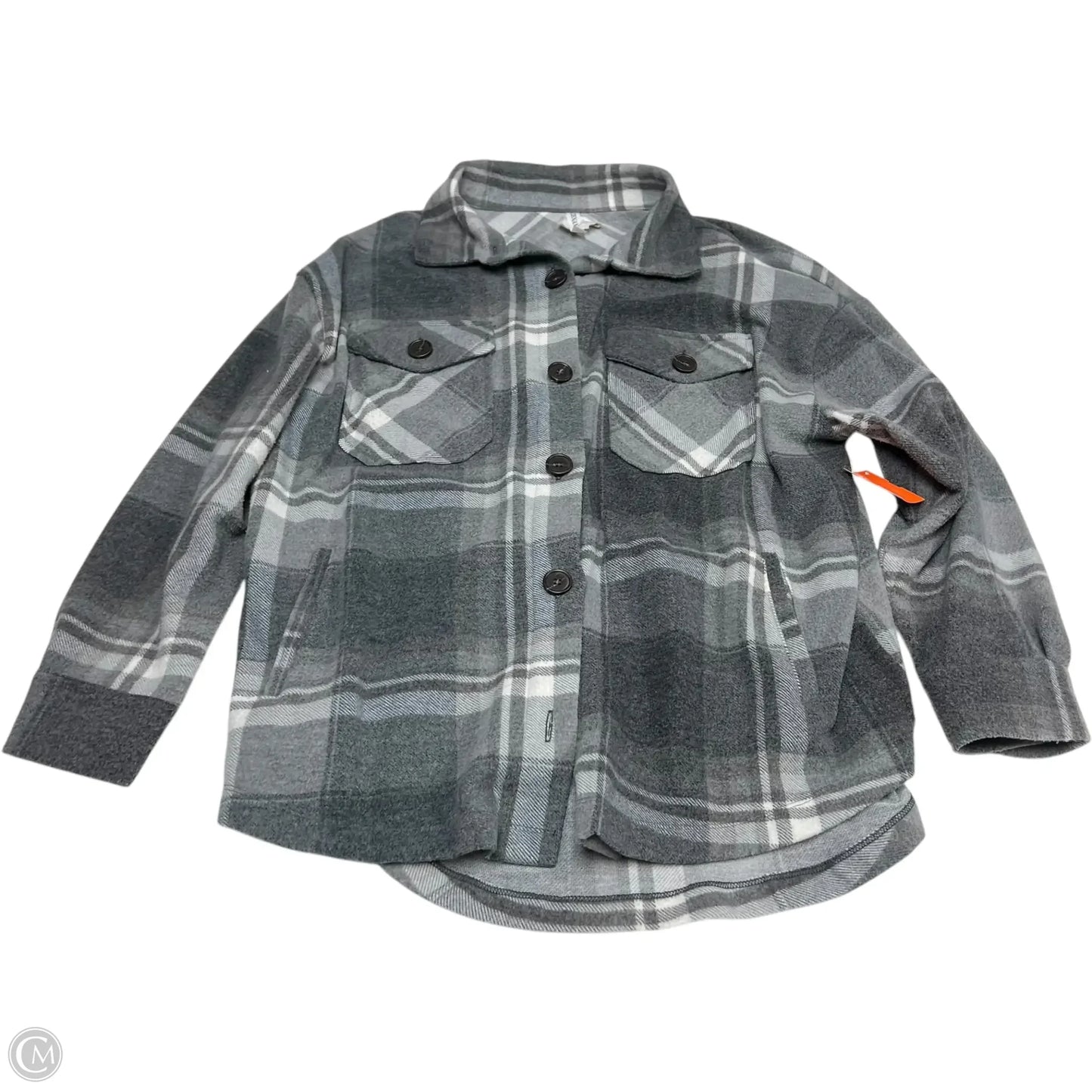 Jacket Shirt By Zenana Outfitters In Grey, Size: L