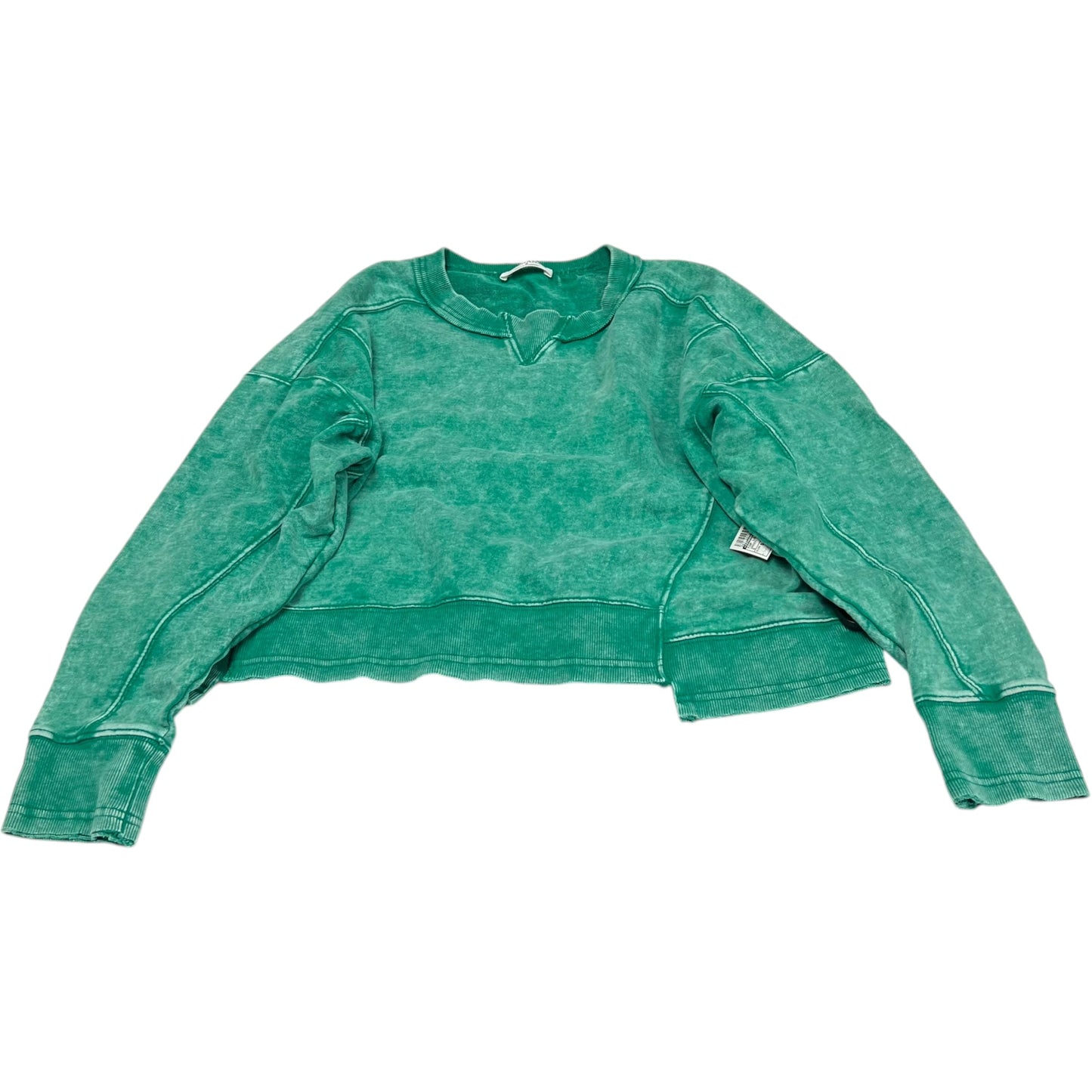 Top Long Sleeve By Zenana Outfitters In Green, Size: S