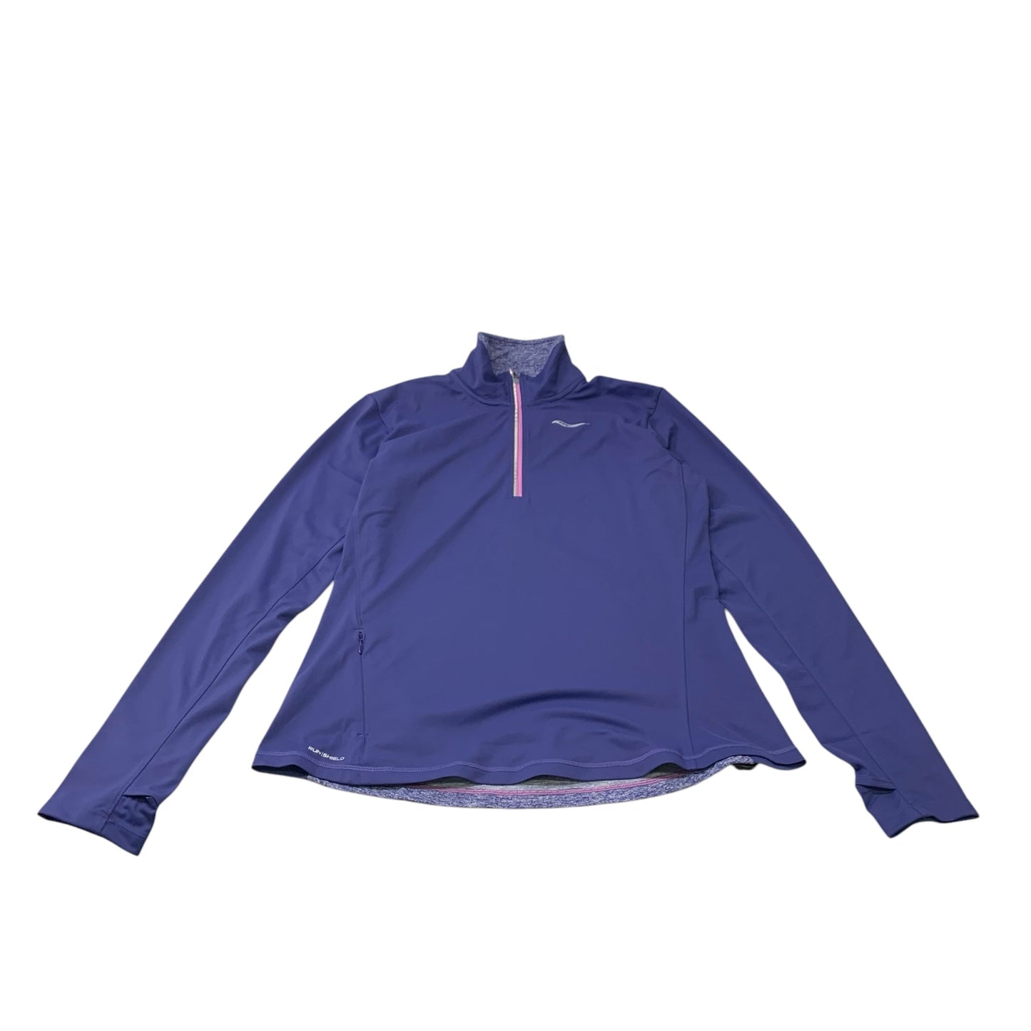 Athletic Top Long Sleeve Collar By Saucony In Purple, Size: M