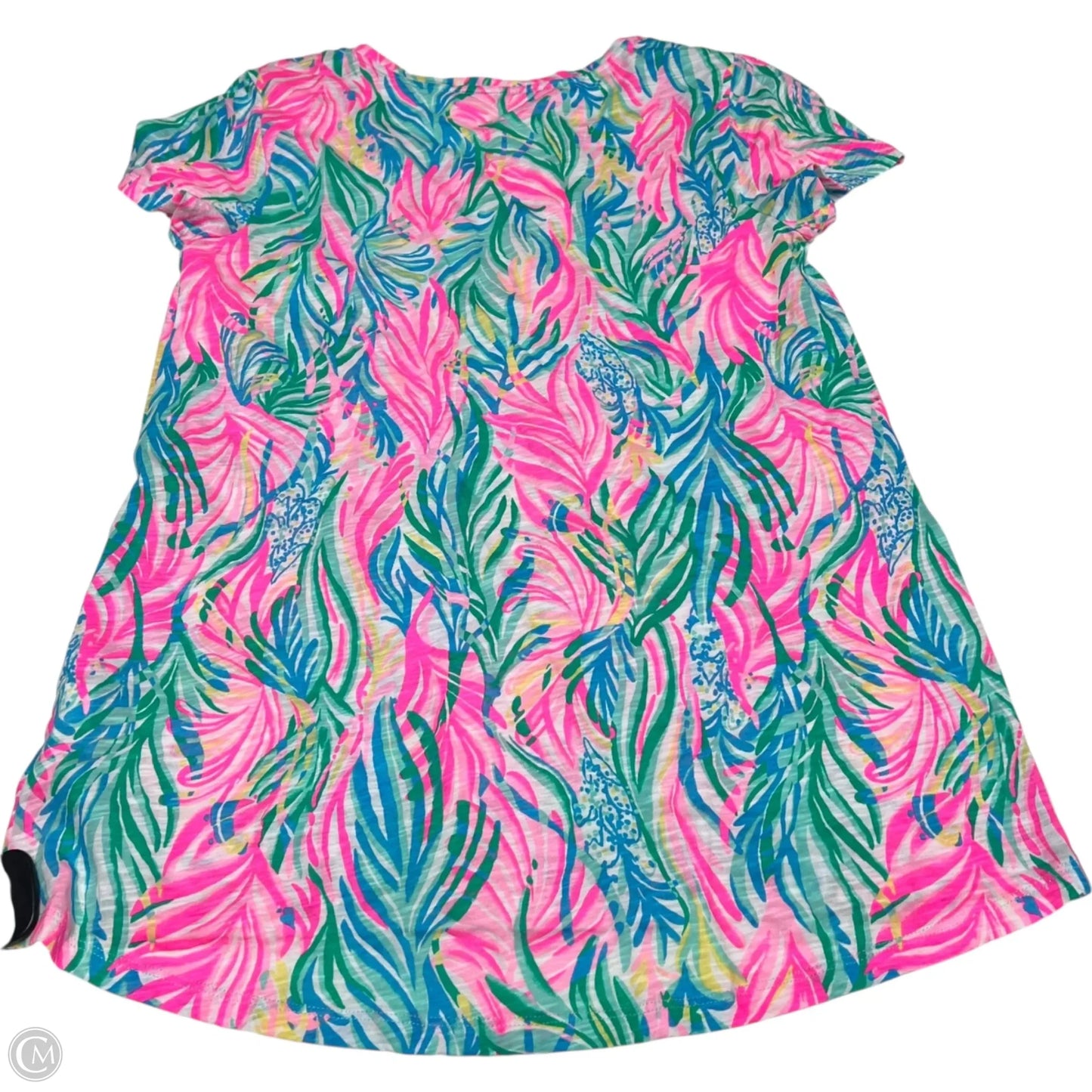 Top Short Sleeve Designer By Lilly Pulitzer In Blue & Pink, Size: S