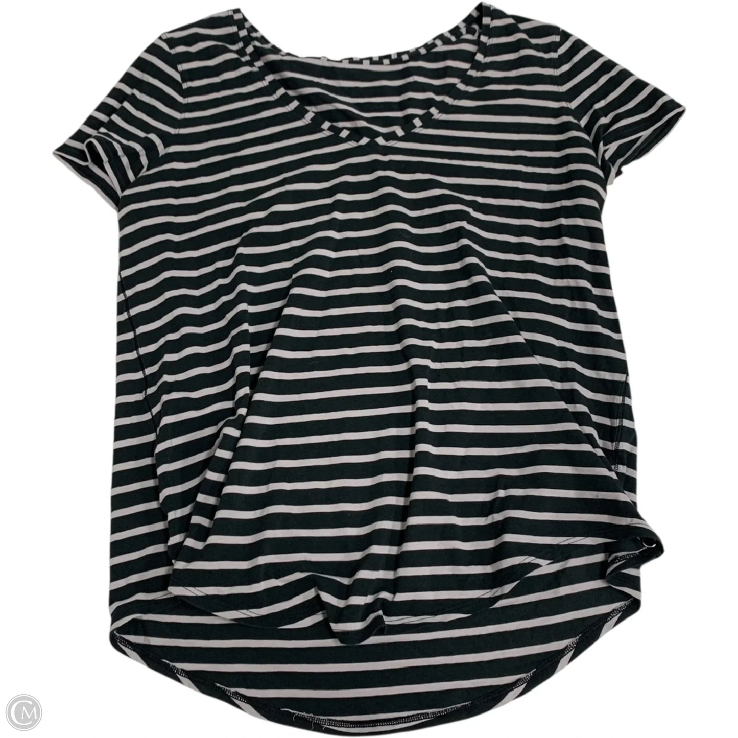 Athletic Top Short Sleeve By Lululemon In Striped Pattern, Size: L