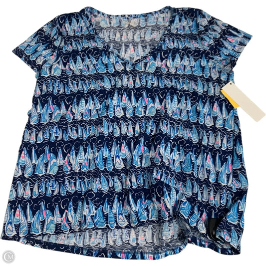 Top Short Sleeve Designer By Lilly Pulitzer In Blue, Size: Xl