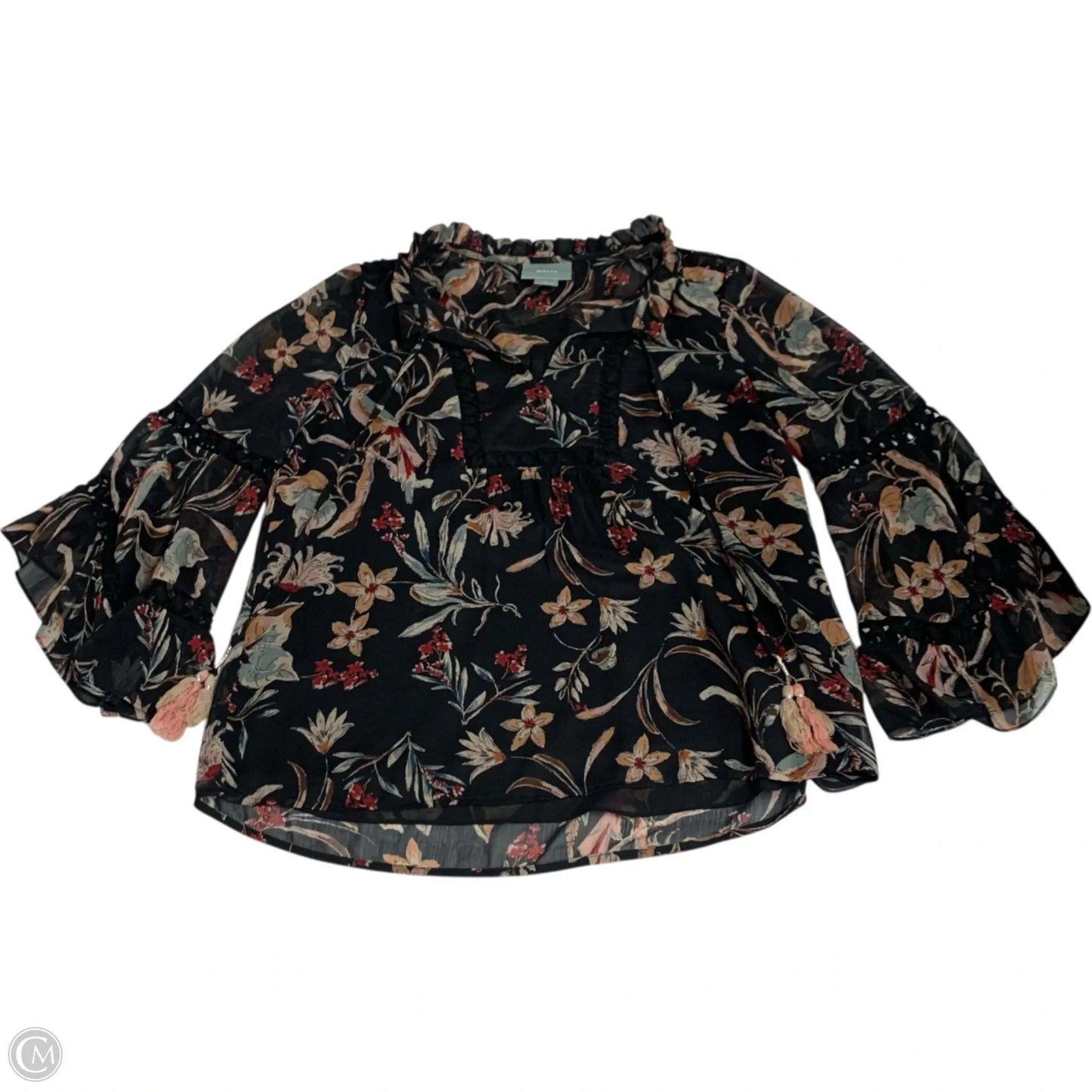 Blouse Long Sleeve By Maeve In Black, Size: S