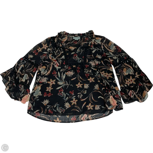 Blouse Long Sleeve By Maeve In Black, Size: S