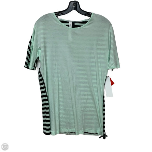 Athletic Top Short Sleeve By Lululemon In Black & Green, Size: M