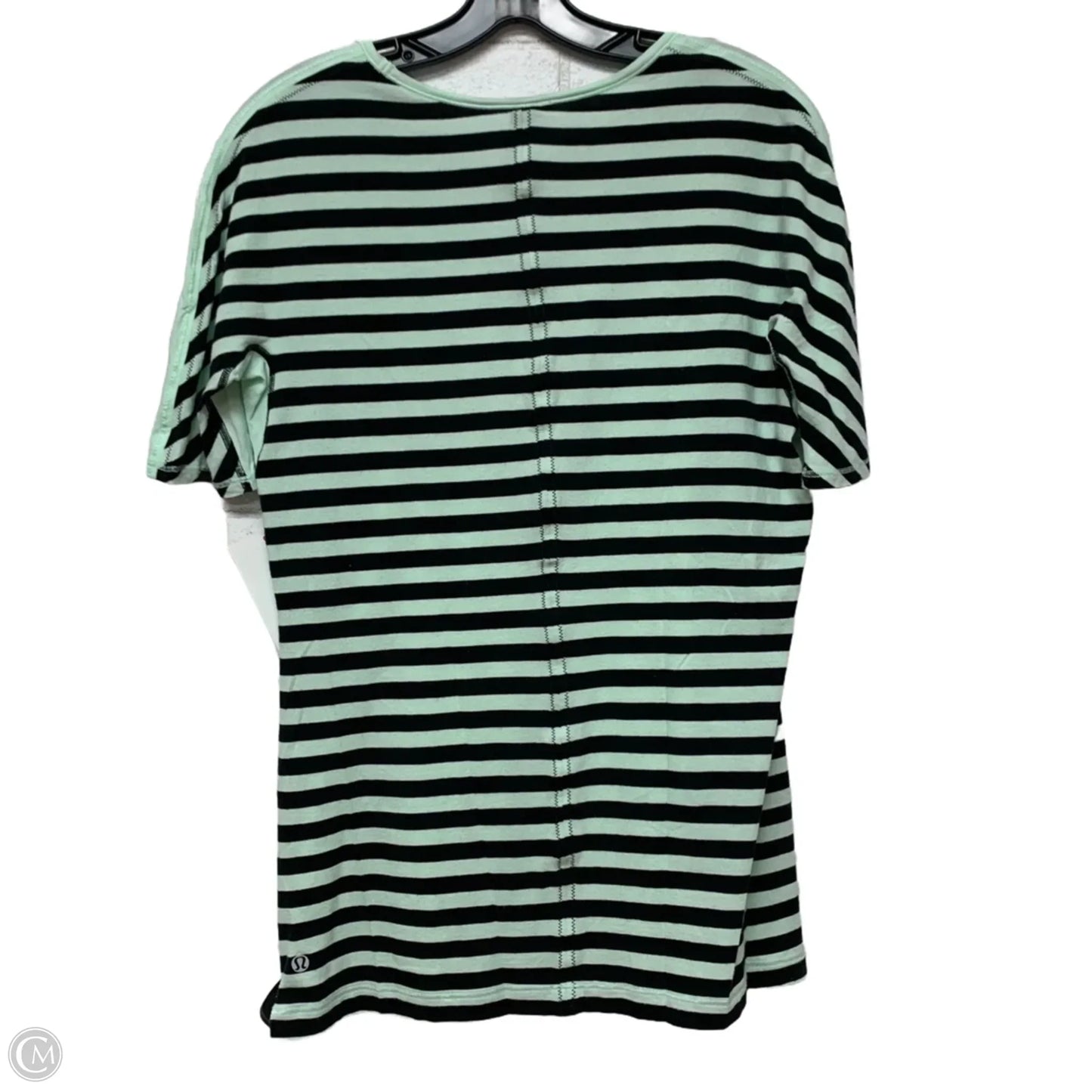 Athletic Top Short Sleeve By Lululemon In Black & Green, Size: M