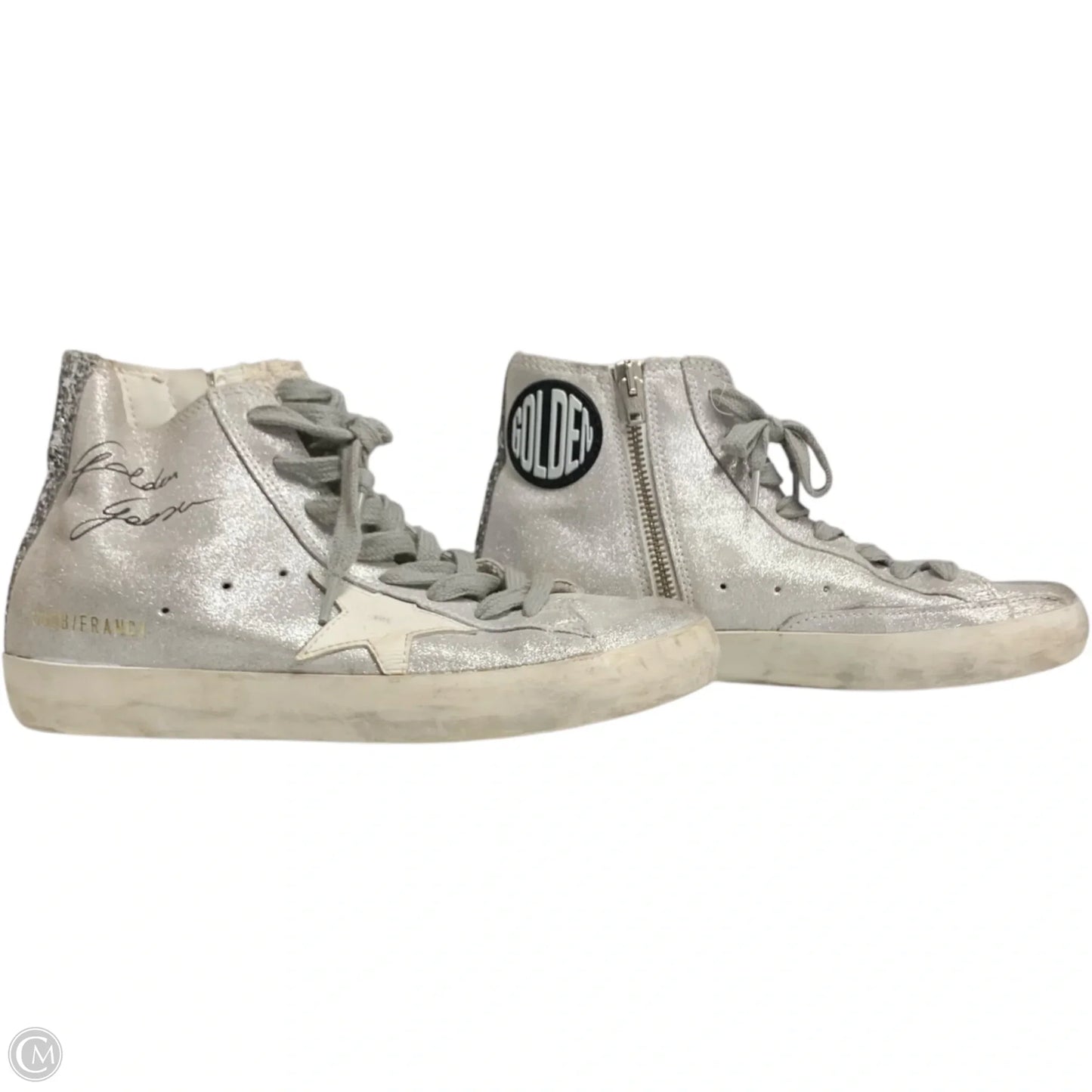 Shoes Luxury Designer By Golden Goose In Silver, Size: 5.5