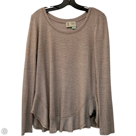 Top Long Sleeve By Saturday/sunday In Tan, Size: M