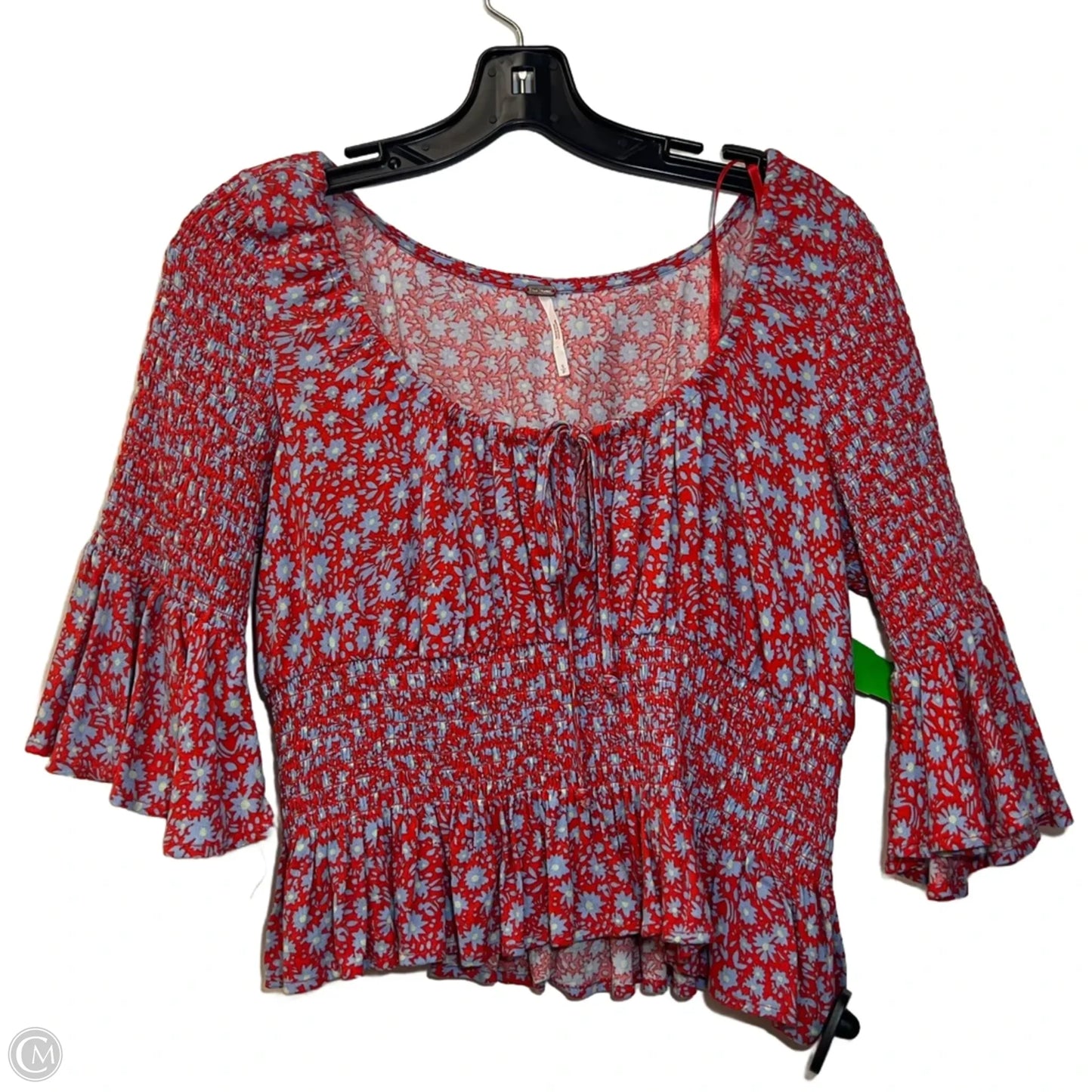 Top 3/4 Sleeve By Free People In Blue & Red, Size: S