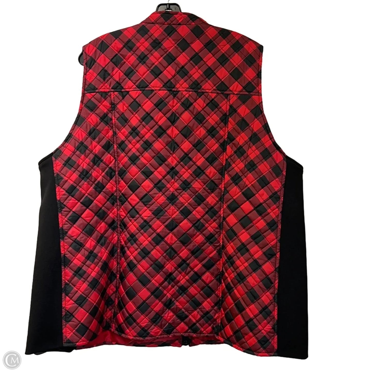 Vest Puffer & Quilted By Kim Rogers In Black & Red, Size: 3x
