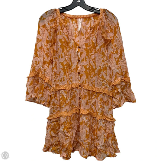 Tunic 3/4 Sleeve By Anthropologie In Orange, Size: M