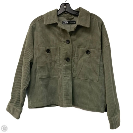 Jacket Shirt By Zara In Green, Size: S