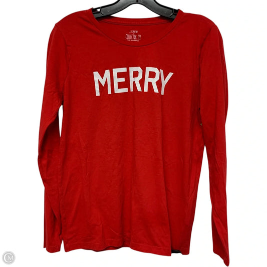 Top Long Sleeve By J. Crew In Red & White, Size: S