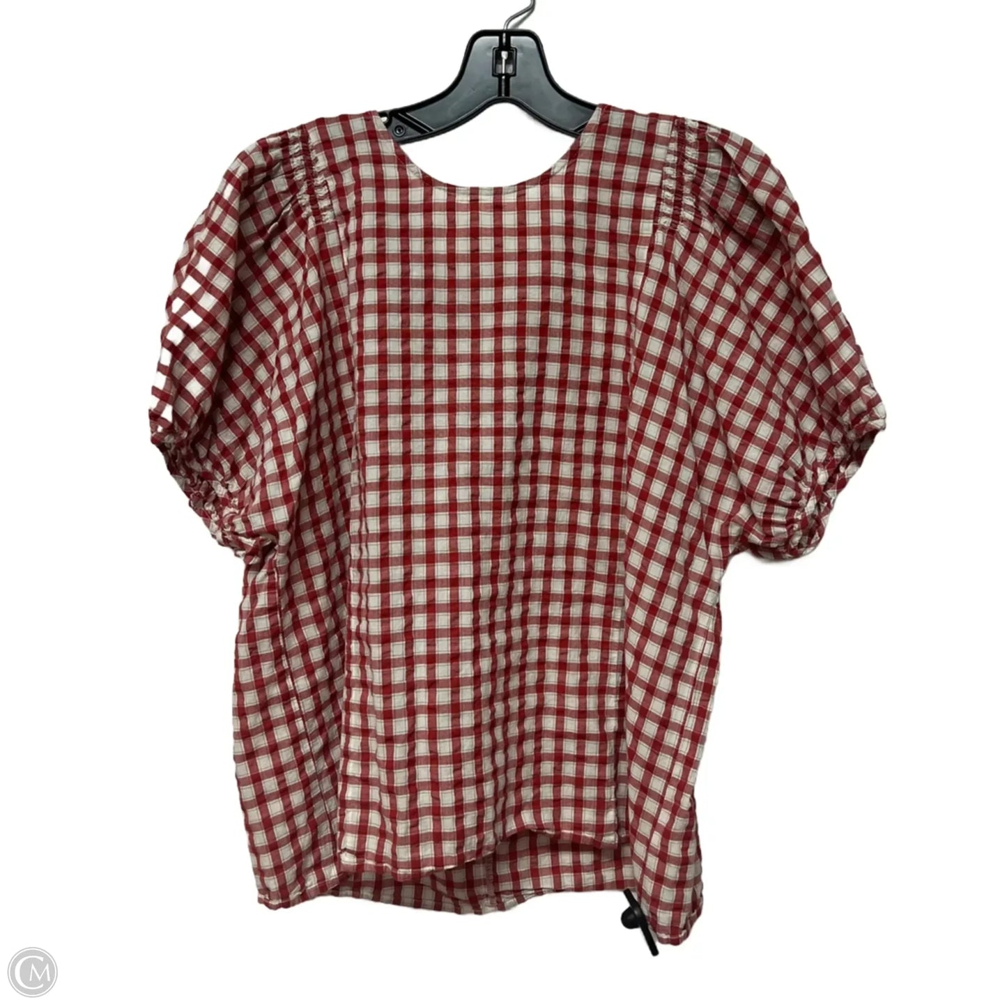 Top Short Sleeve By Madewell In Red & White, Size: M