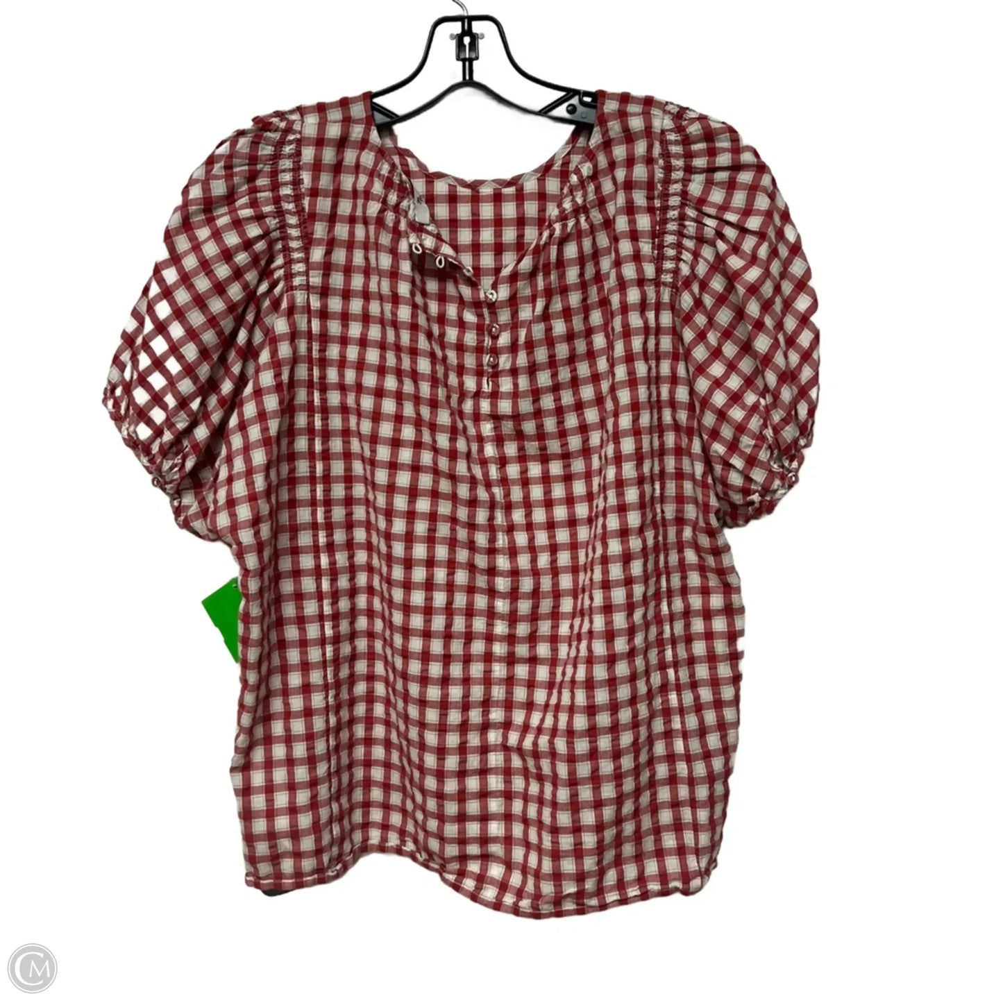 Top Short Sleeve By Madewell In Red & White, Size: M