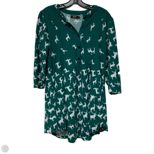 Tunic 3/4 Sleeve By R&B Collection In Green & White, Size: L