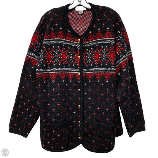 Sweater Cardigan By Croft And Barrow In Black & Red, Size: 3x