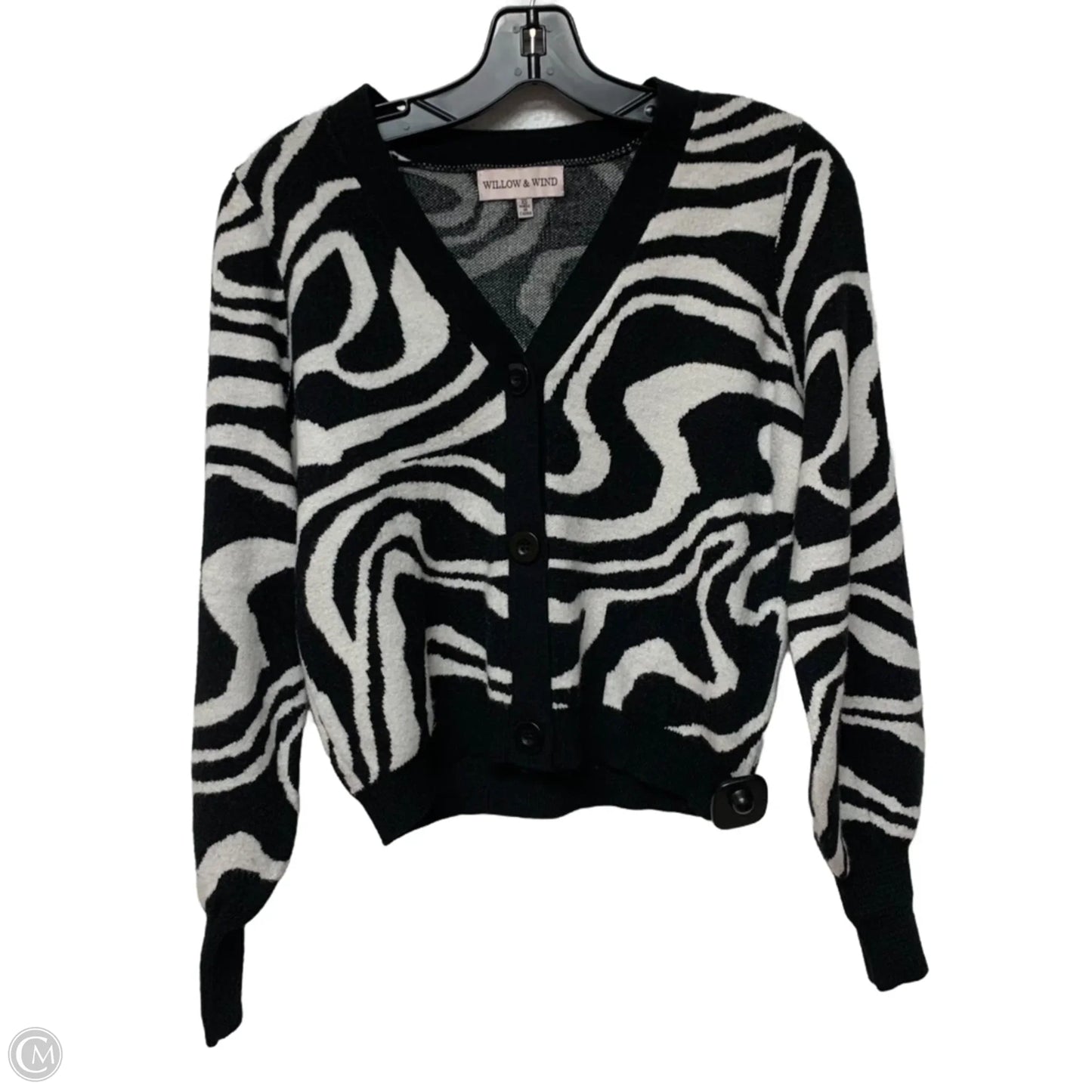 Sweater Cardigan By Willow & Wind In Black & White, Size: Xs