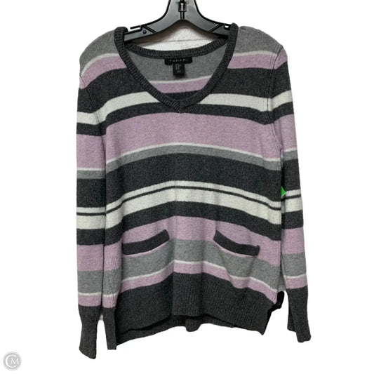 Sweater By Tahari In Grey & Purple, Size: Xs