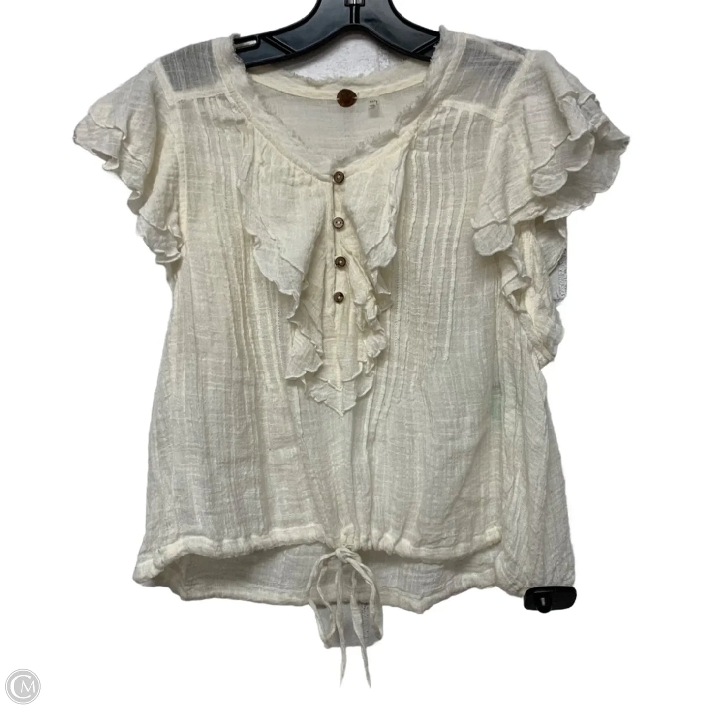 Top Short Sleeve By Free People In Cream, Size: Xs