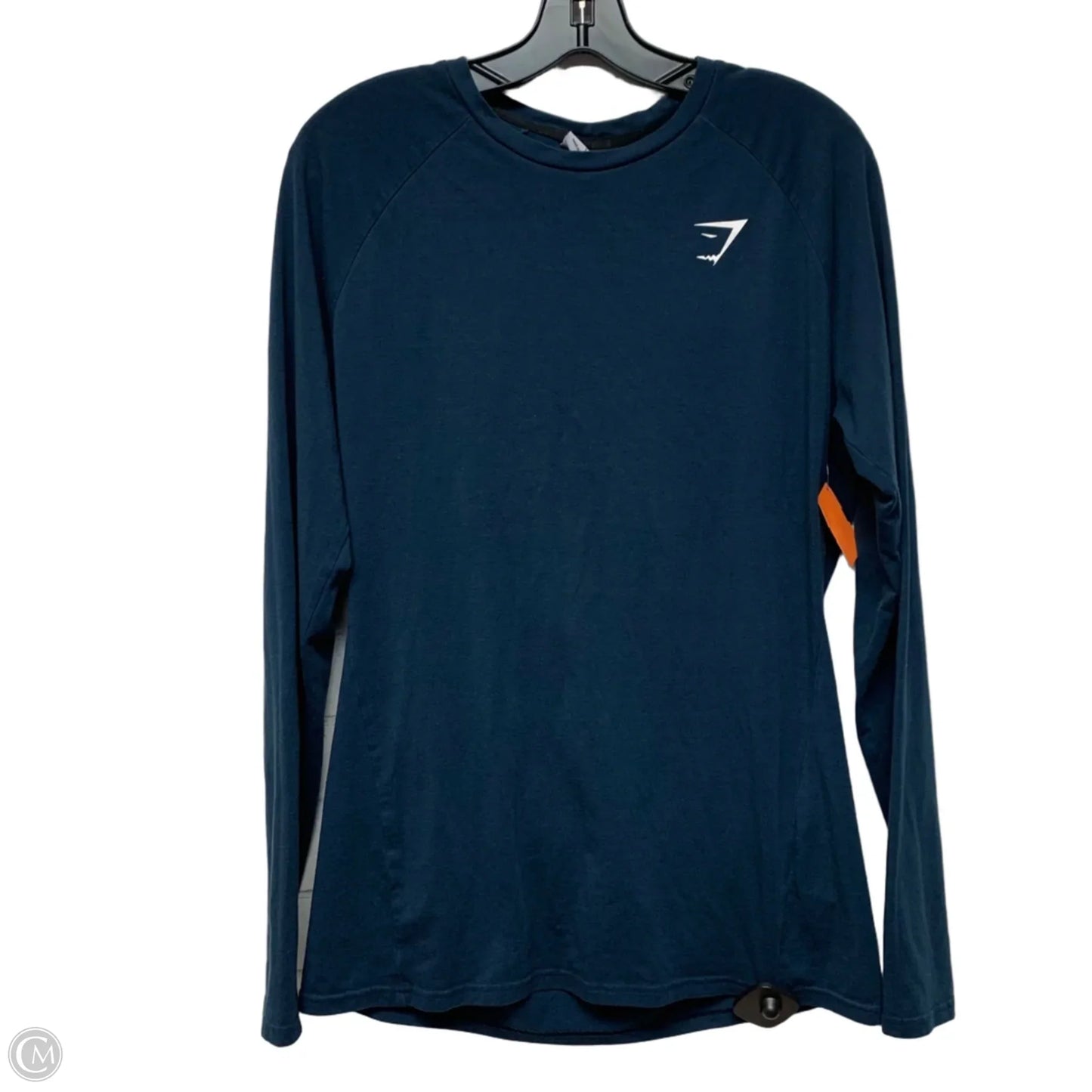 Athletic Top Long Sleeve Crewneck By Gym Shark In Navy, Size: L