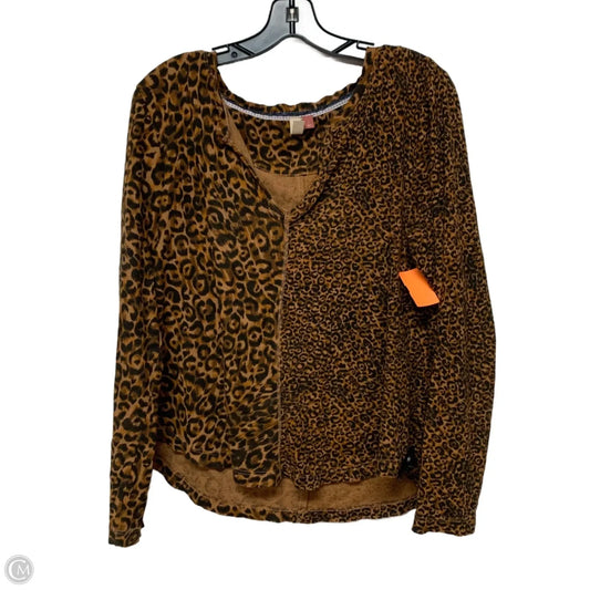 Top Long Sleeve By Pilcro In Leopard Print, Size: L
