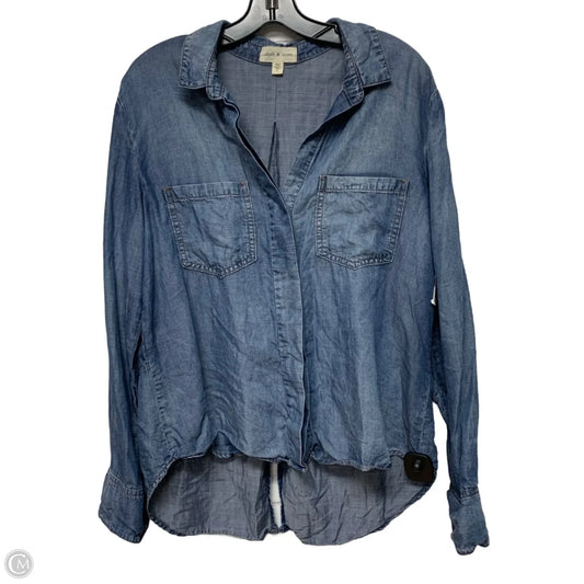 Top Long Sleeve By Cloth & Stone In Blue Denim, Size: L