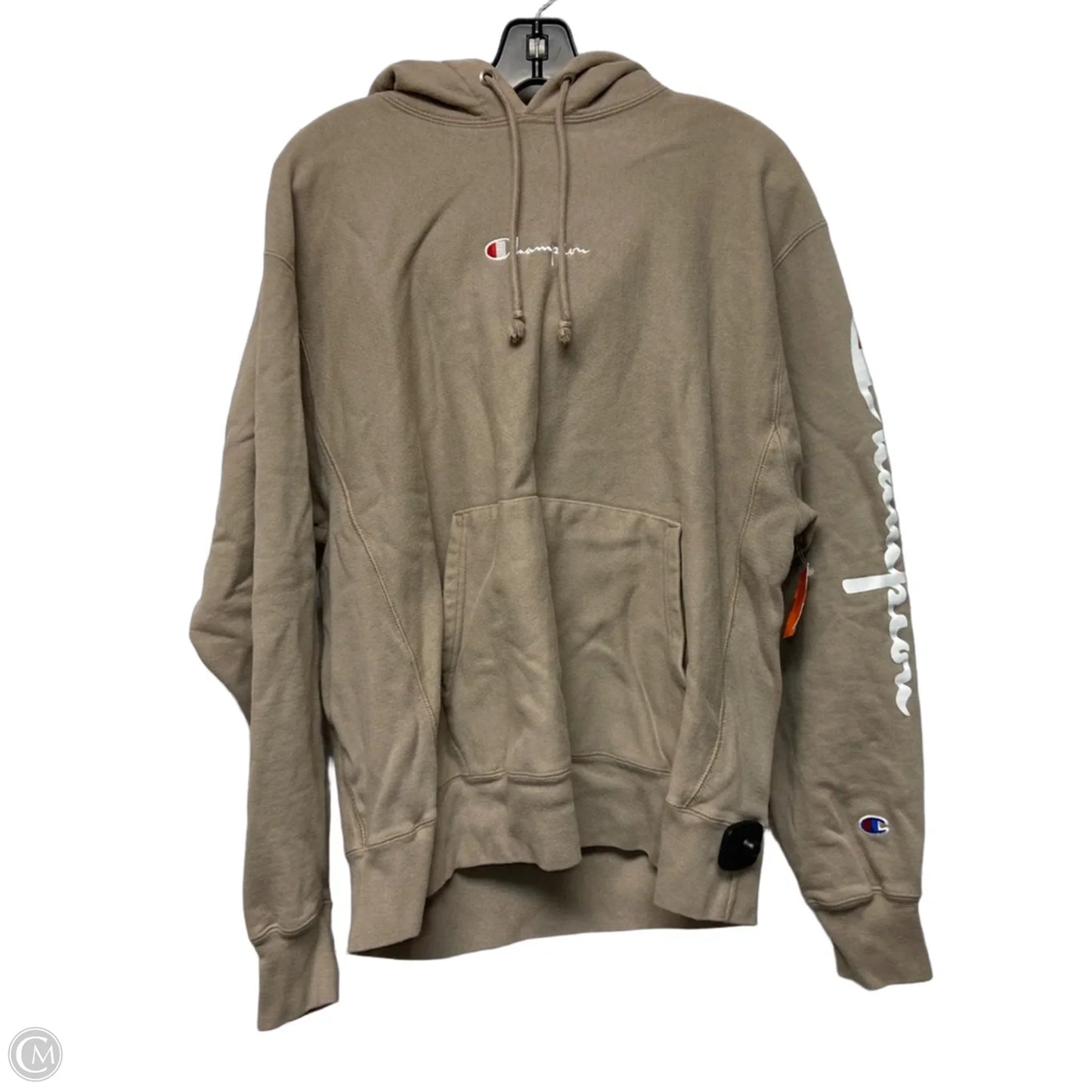 Sweatshirt Hoodie By Champion In Tan, Size: L