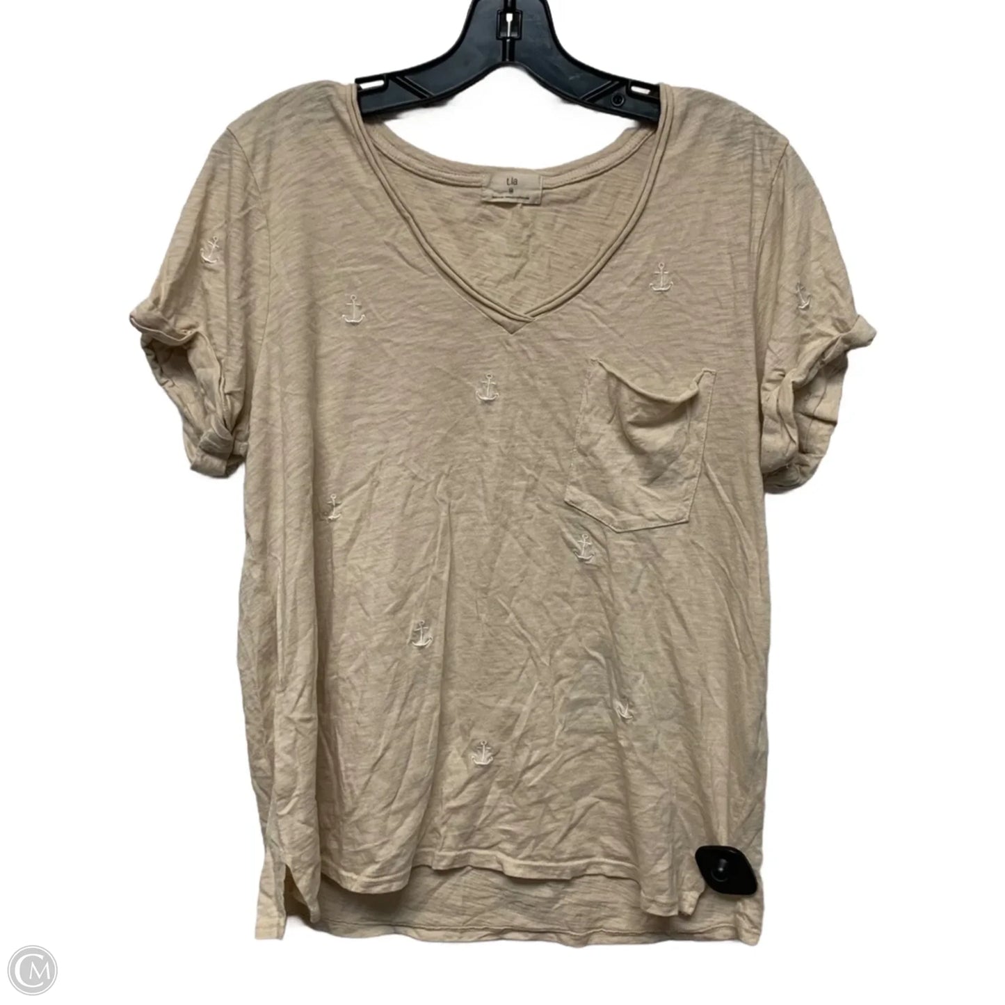 Top Short Sleeve By T.la In Tan, Size: M
