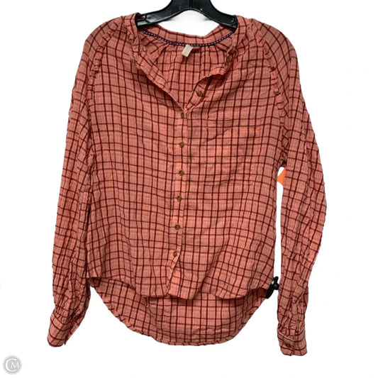 Top Long Sleeve By Pilcro In Orange & Red, Size: L