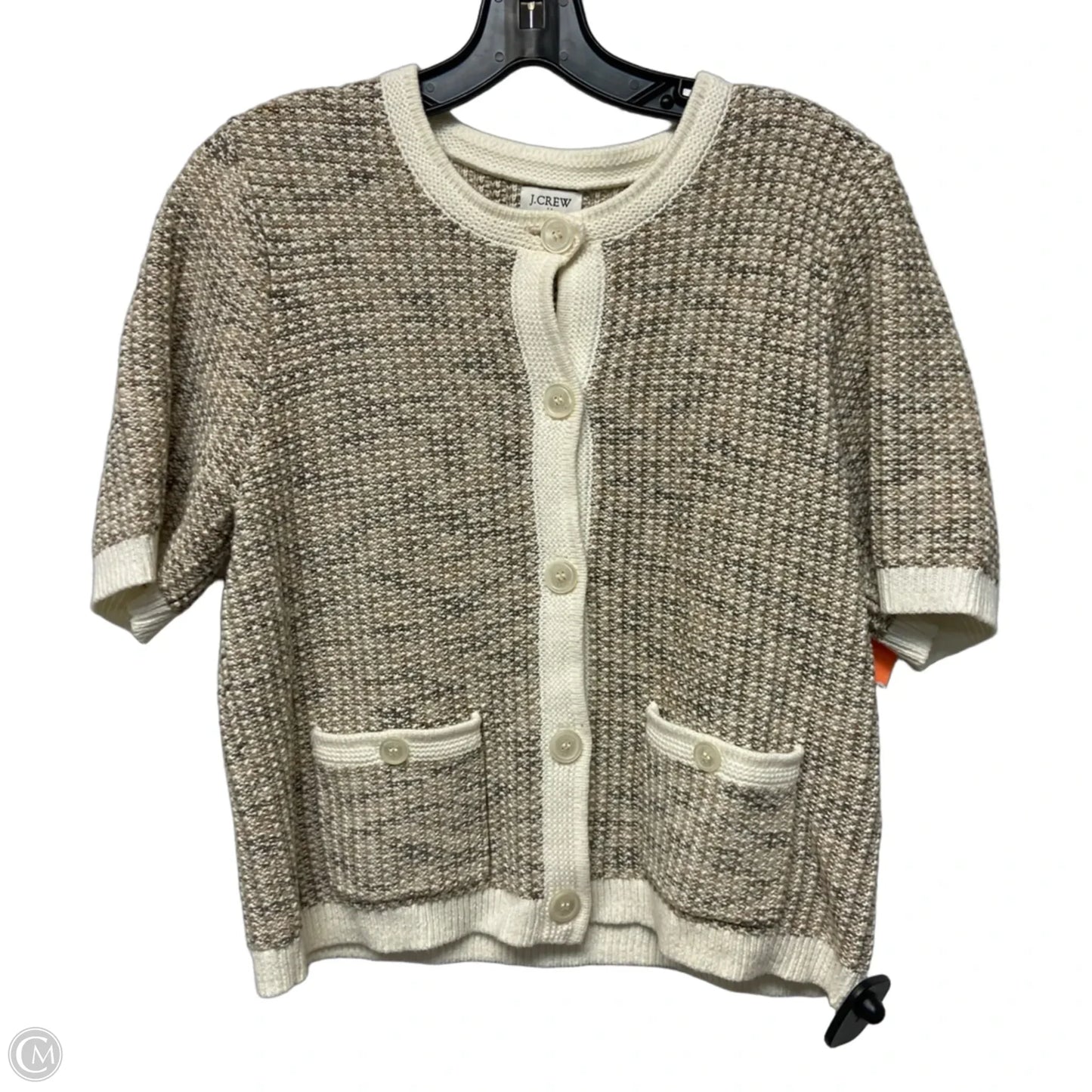 Sweater Cardigan By J. Crew In Tan & White, Size: M
