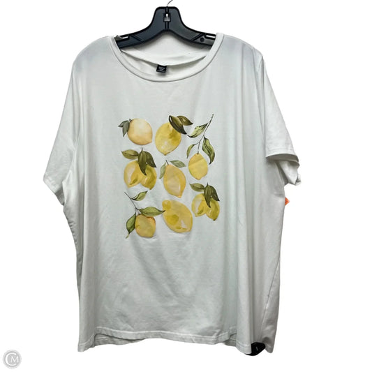 Top Short Sleeve By Shein In White & Yellow, Size: 4x