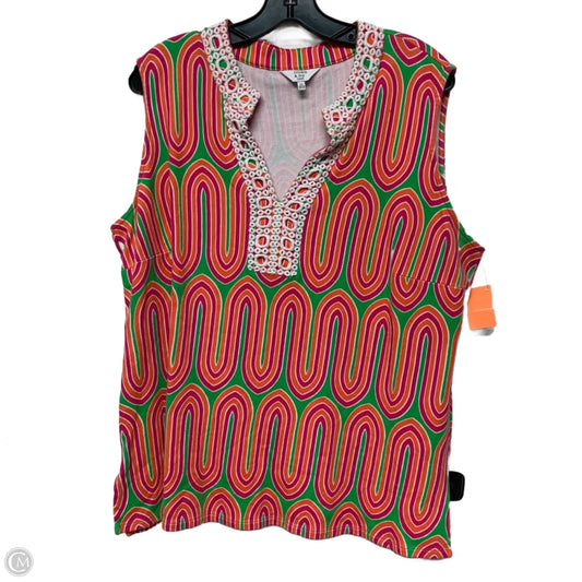 Top Sleeveless By Crown And Ivy In Green & Pink, Size: 2x