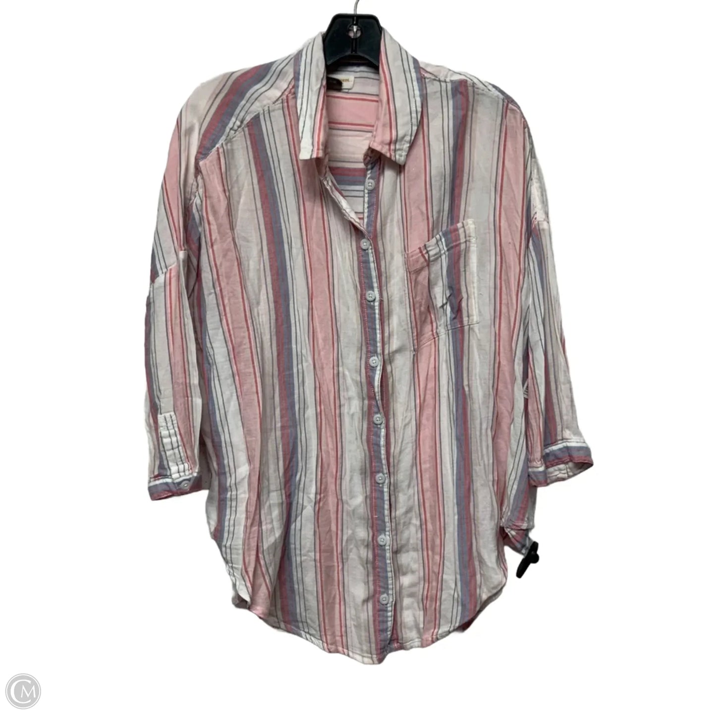 Top Long Sleeve By Pilcro In Pink & White