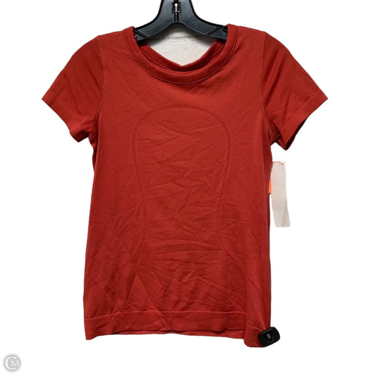 Athletic Top Short Sleeve By Lululemon In Orange, Size: S