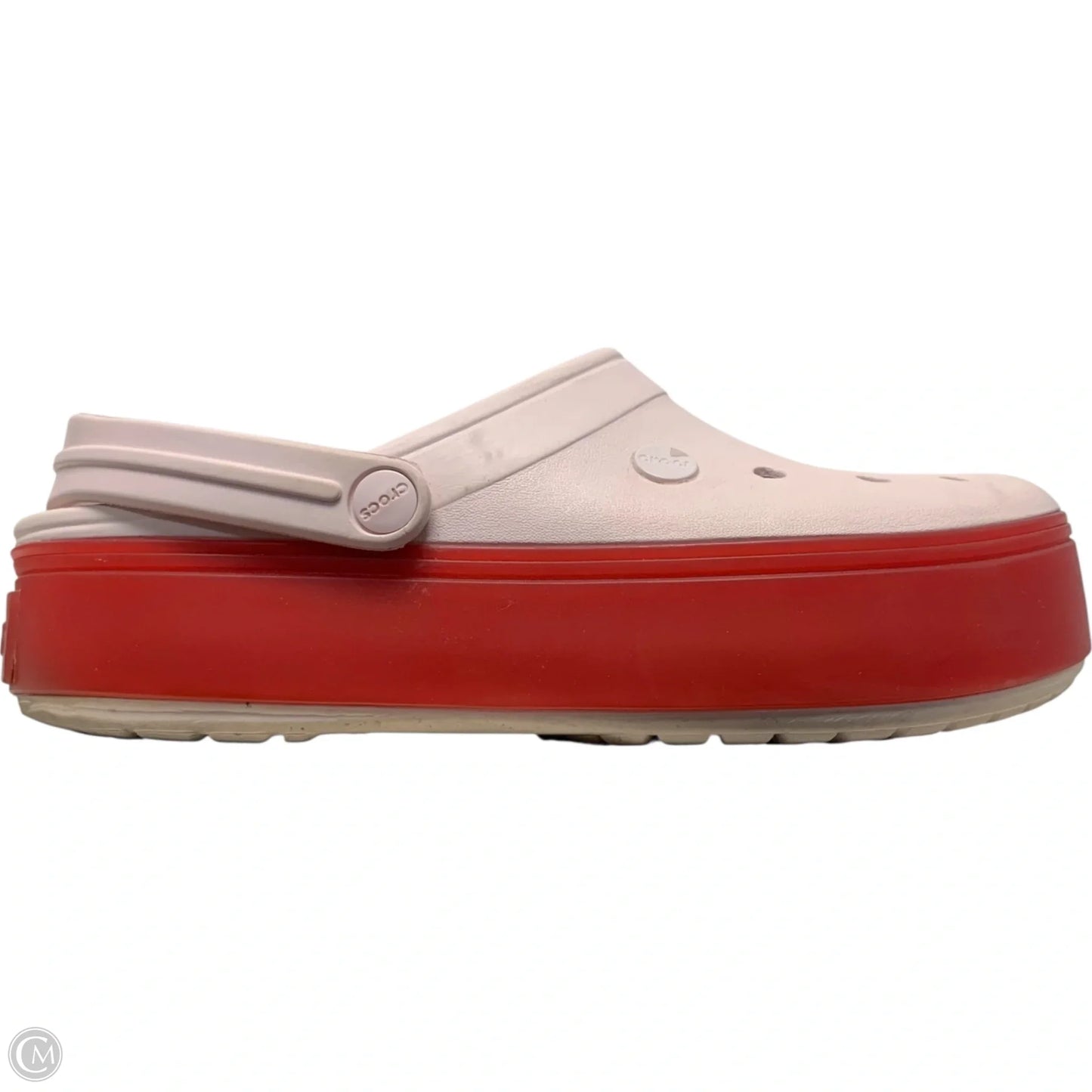 Shoes Heels Platform By Crocs In Pink & Red, Size: 10