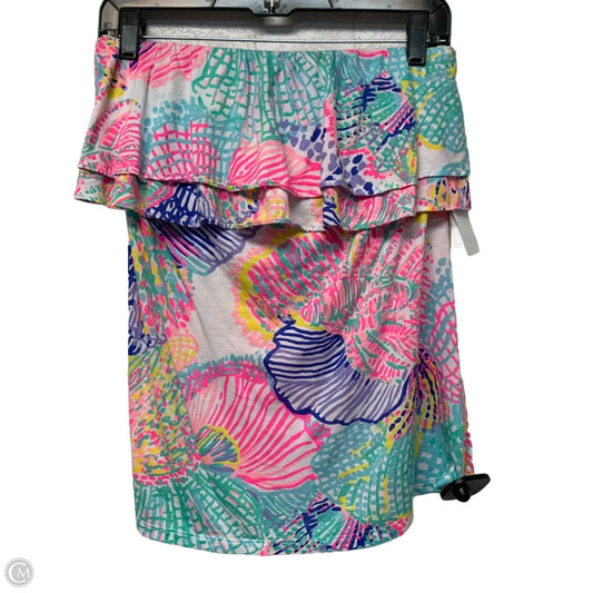 Top Short Sleeve Designer By Lilly Pulitzer In Blue & Pink, Size: L