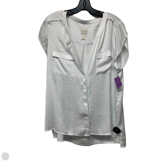 Blouse Short Sleeve By Chicos In White, Size: L