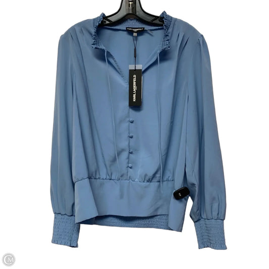 Top Long Sleeve Designer By Karl Lagerfeld In Blue, Size: L