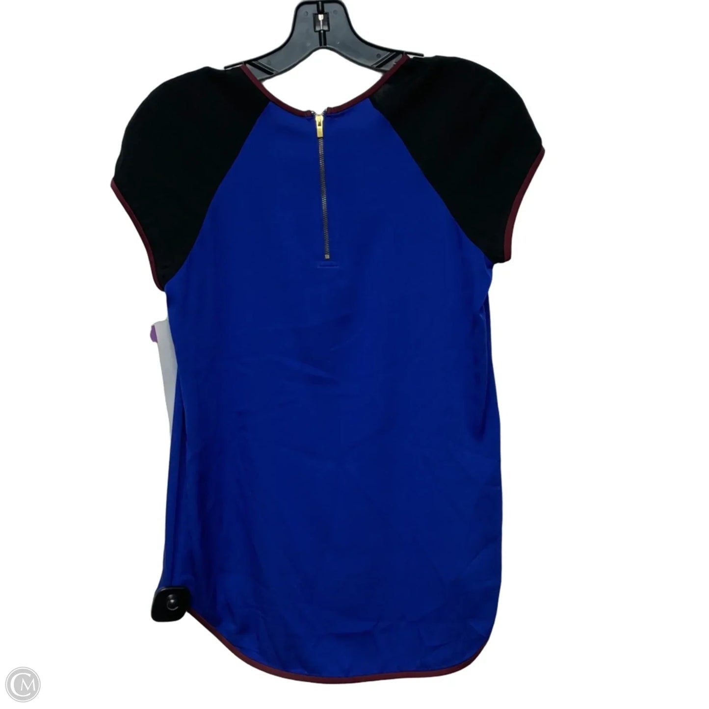 Blouse Designer By Diane Von Furstenberg In Black & Blue, Size: Xsp