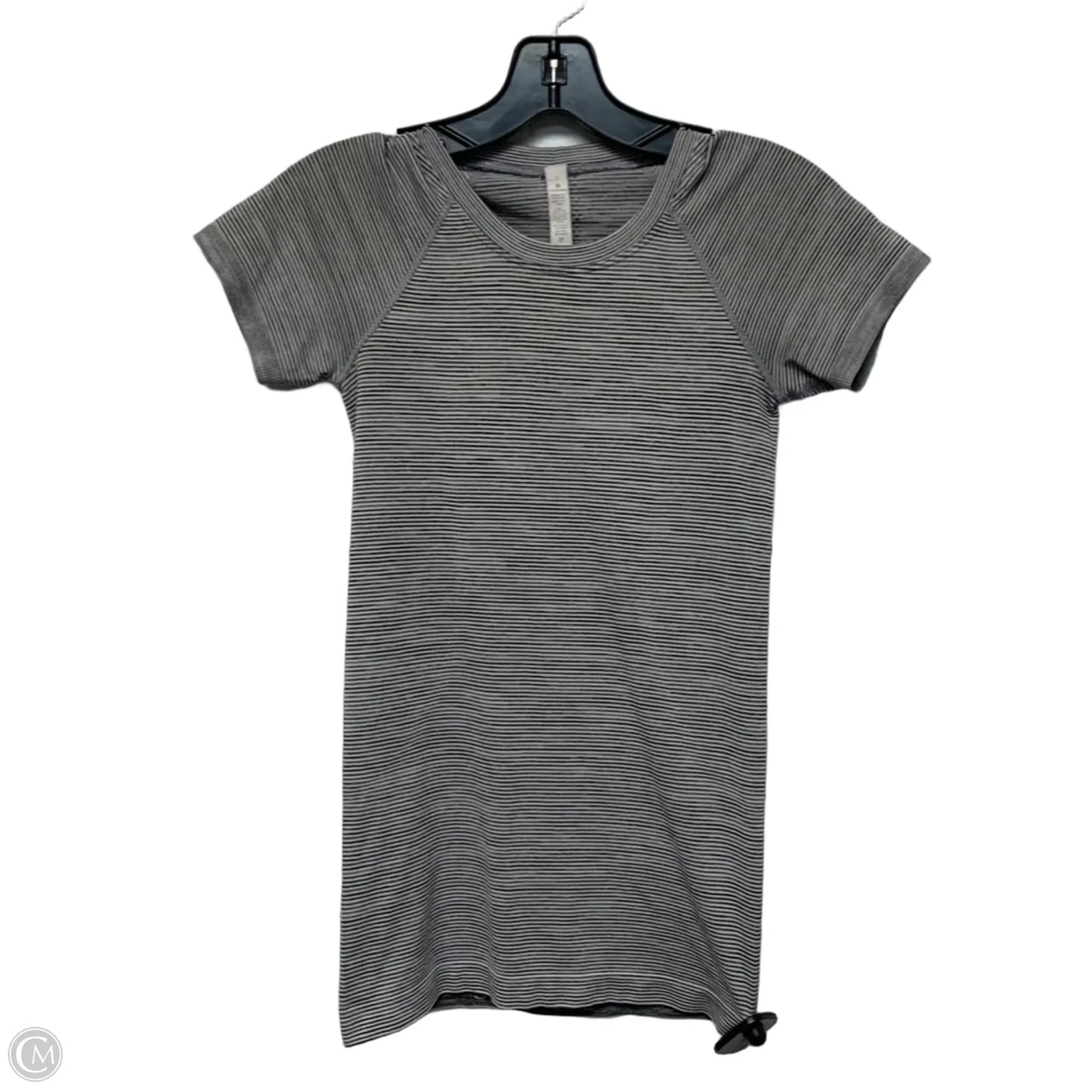 Athletic Top Short Sleeve By Lululemon In Grey, Size: Xs