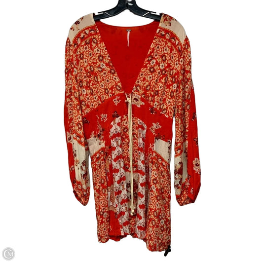 Tunic Long Sleeve By Free People In Orange & White, Size: L