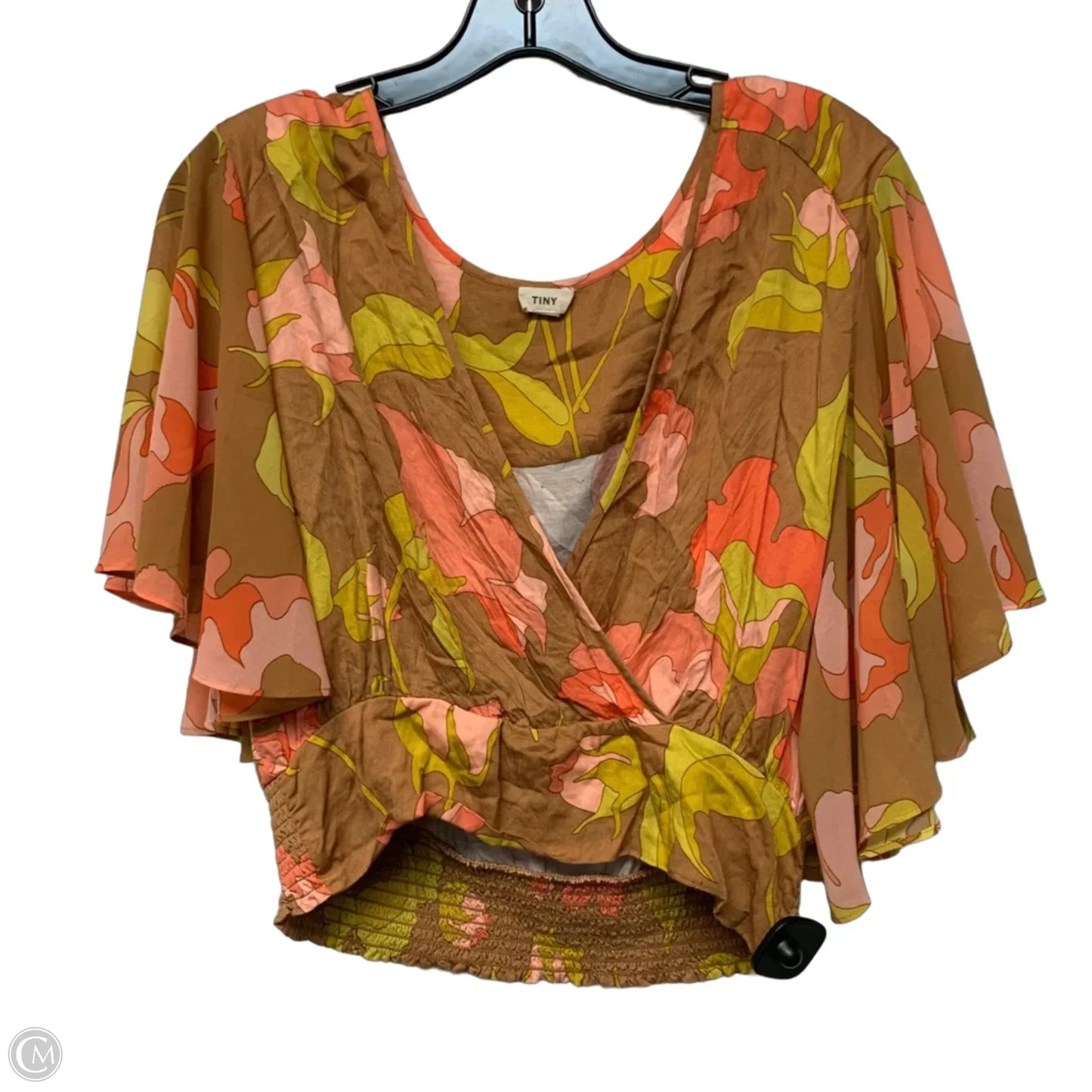 Blouse Short Sleeve By Tiny In Brown & Orange, Size: M