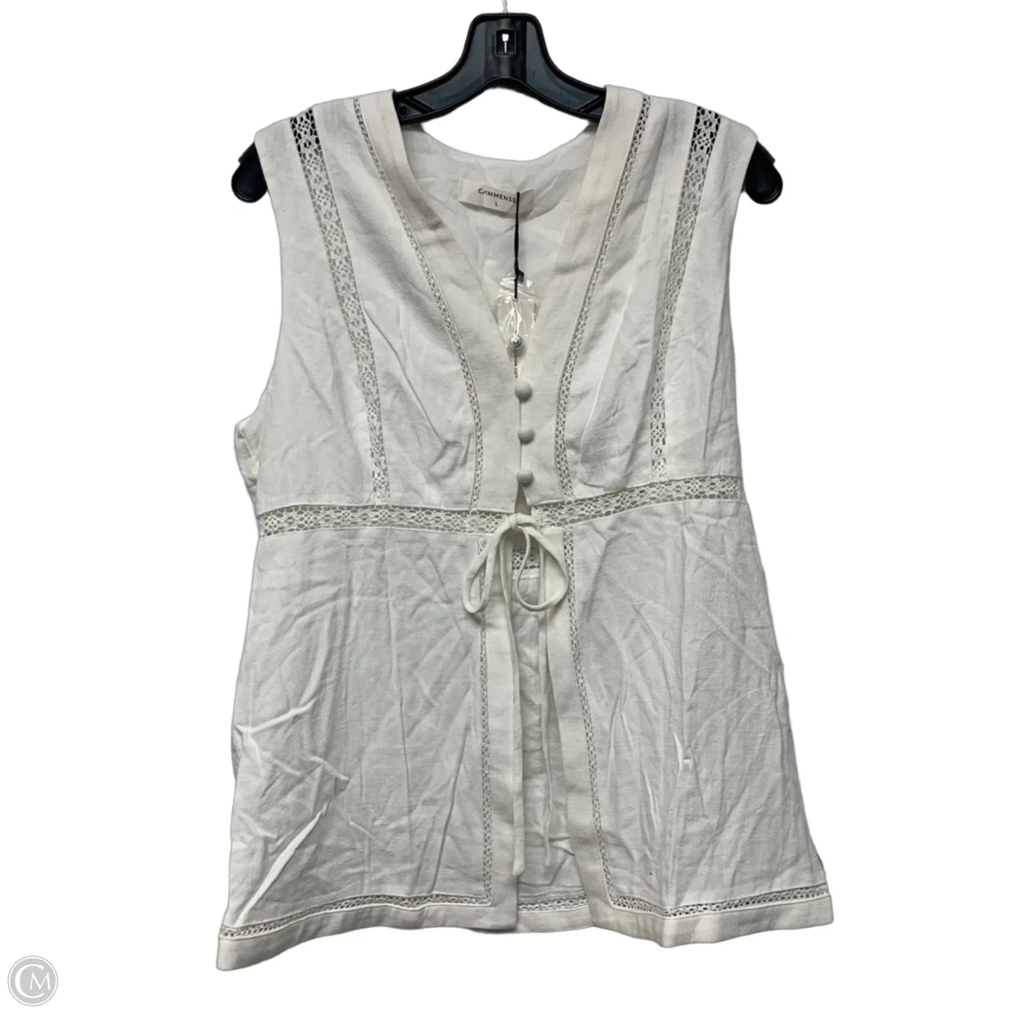 Top Sleeveless By Commense In White, Size: L