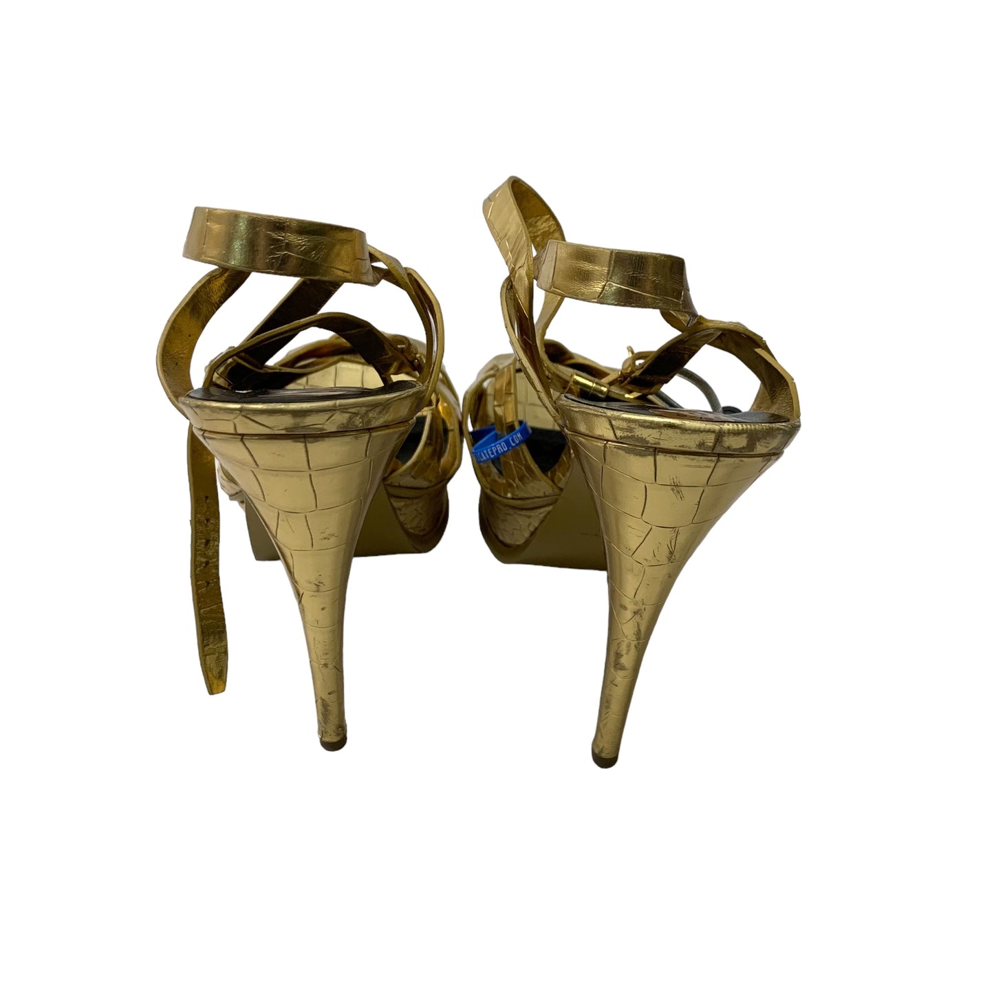 Gold Sandals Luxury Designer Yves Saint Laurent, Size 10.5