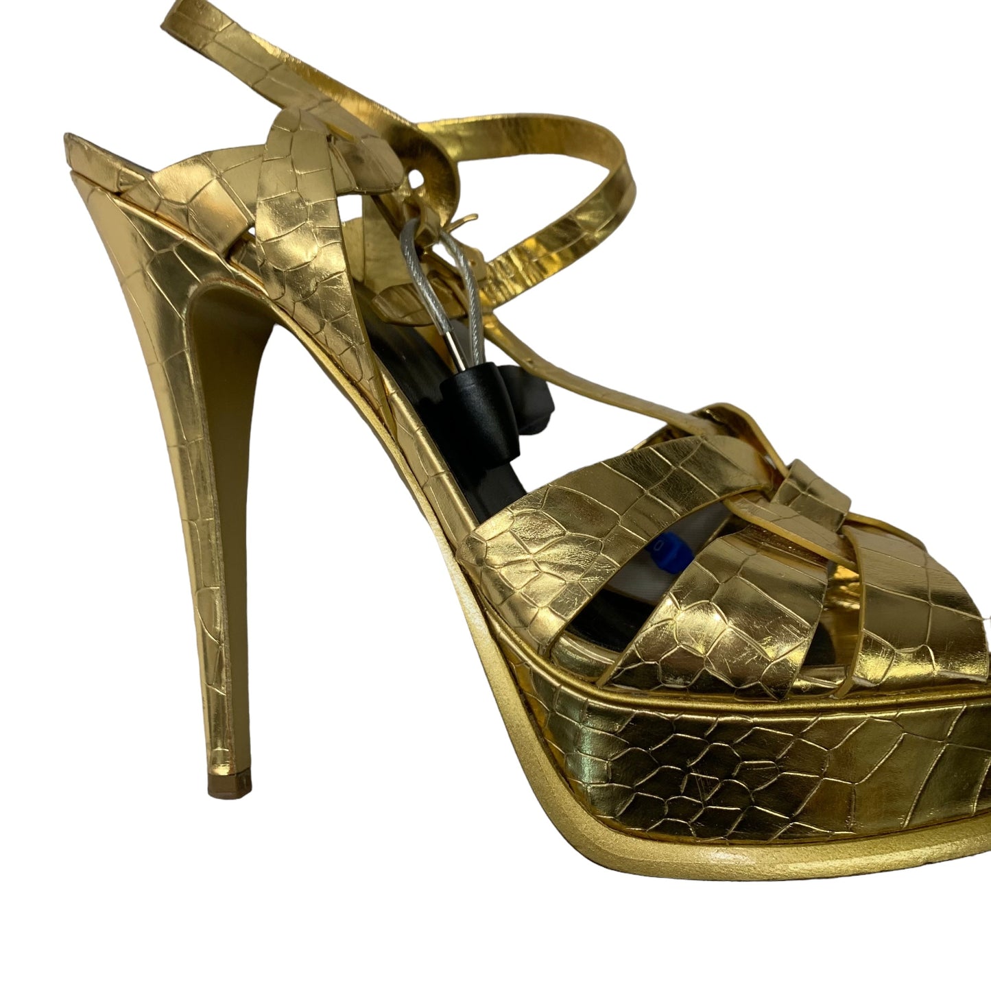 Gold Sandals Luxury Designer Yves Saint Laurent, Size 10.5