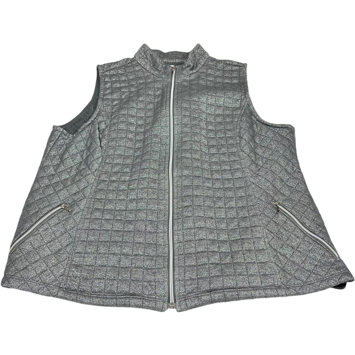 Vest Puffer & Quilted By Zenergy By Chicos In Silver, Size: Xl