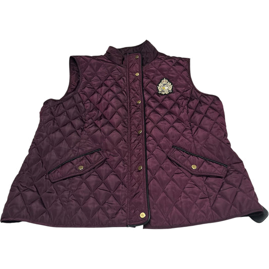 Vest Puffer & Quilted By Lauren By Ralph Lauren In Maroon, Size: Xl