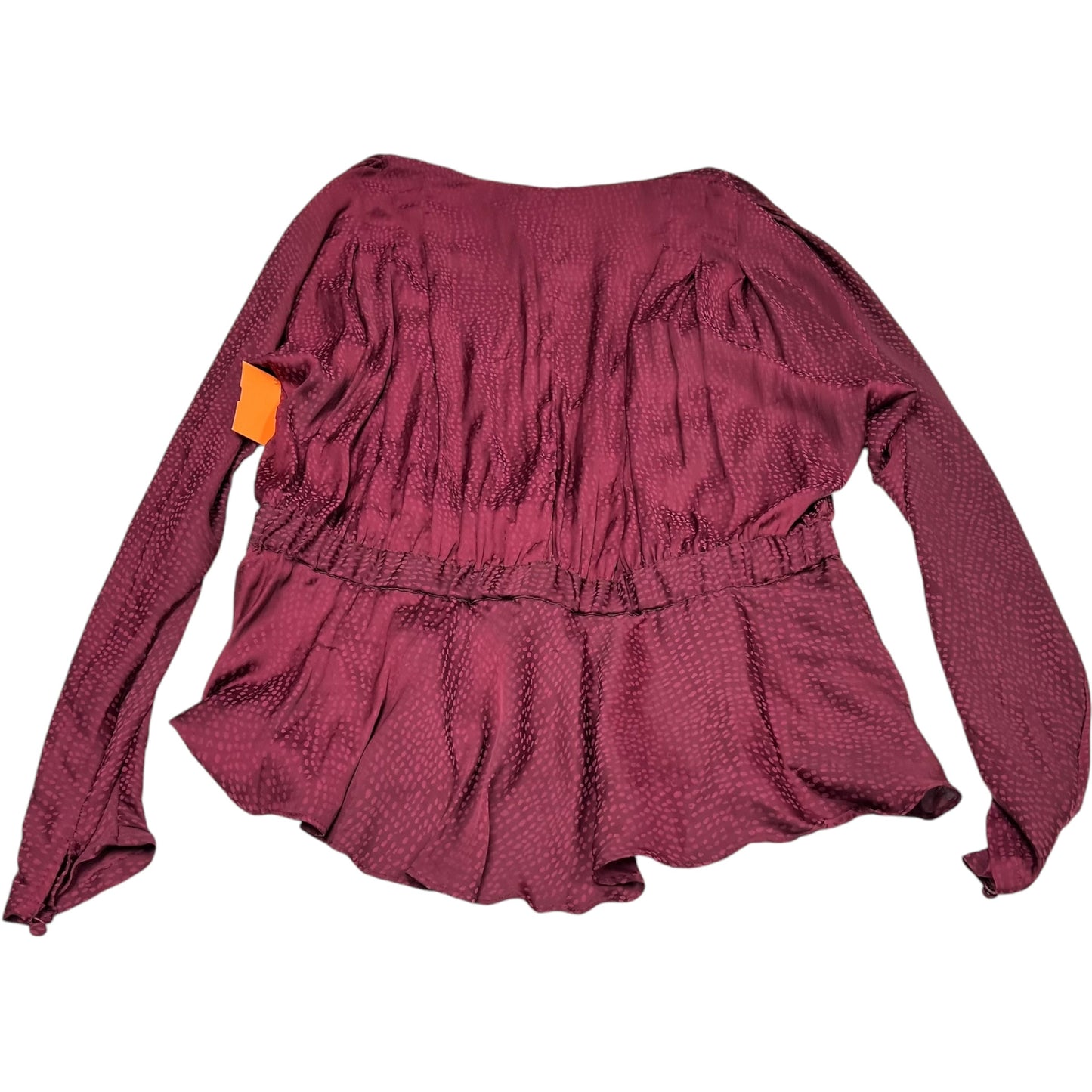 Blouse Long Sleeve By Express In Burgundy, Size: L