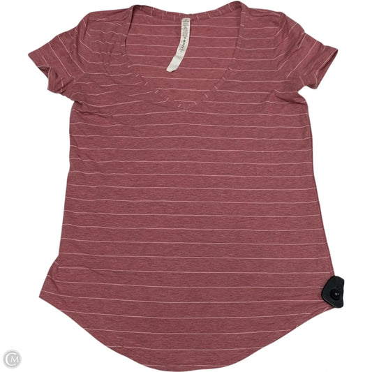 Athletic Top Short Sleeve By Lululemon In Pink & White, Size: S